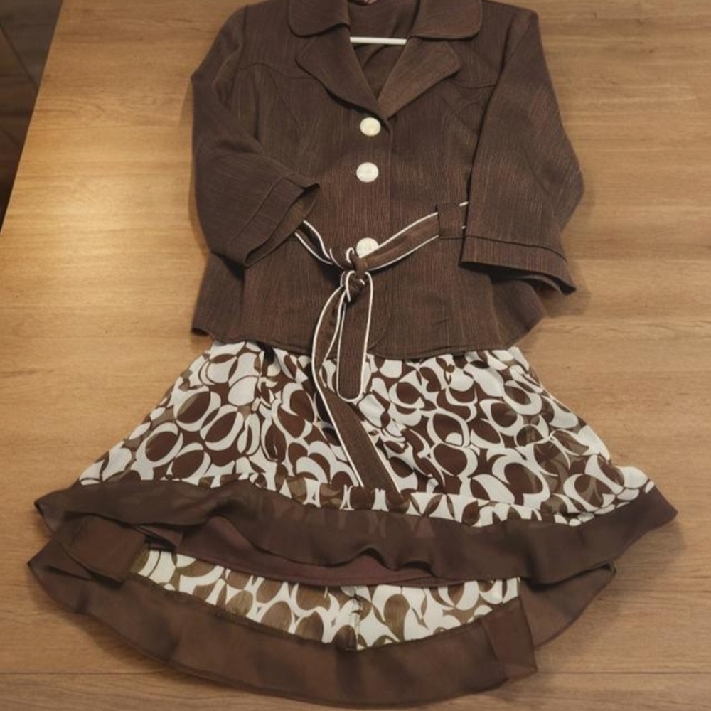 Studio I Adorable, Fun Chocolate Knee-length Skirt & Jacket